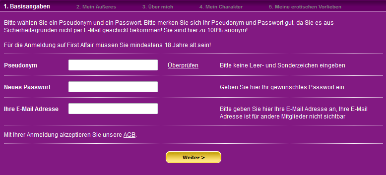 Basisangaben der Registrierung